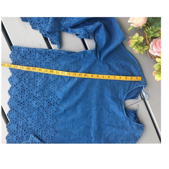 Blue Embroidered Bell Sleeves Top - Picture 3 of 5